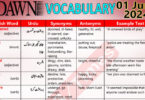 Daily DAWN News Vocabulary with Urdu Meaning (01 June 2024)