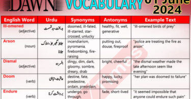 Daily DAWN News Vocabulary with Urdu Meaning (01 June 2024)