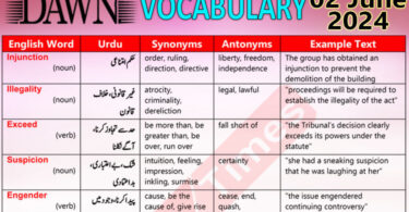 Daily DAWN News Vocabulary with Urdu Meaning (02 June 2024)