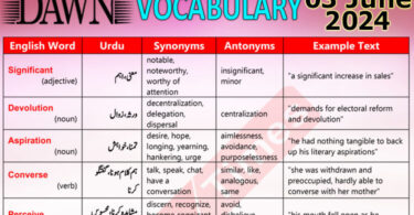 Daily DAWN News Vocabulary with Urdu Meaning (03 June 2024)
