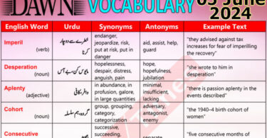 Daily DAWN News Vocabulary with Urdu Meaning (05 June 2024)