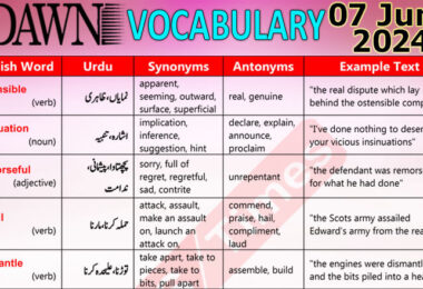 Daily DAWN News Vocabulary with Urdu Meaning (07 June 2024)
