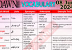 Daily DAWN News Vocabulary with Urdu Meaning (08 June 2024)