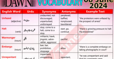 Daily DAWN News Vocabulary with Urdu Meaning (08 June 2024)