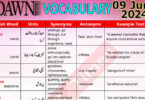 Daily DAWN News Vocabulary with Urdu Meaning (09 June 2024)
