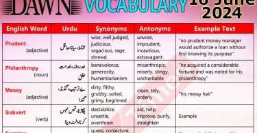 Daily DAWN News Vocabulary with Urdu Meaning (16 June 2024)