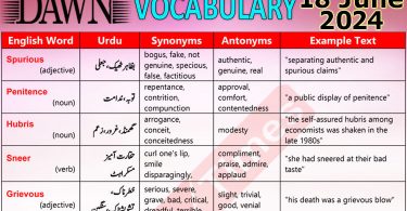 Daily DAWN News Vocabulary with Urdu Meaning (18 June 2024)