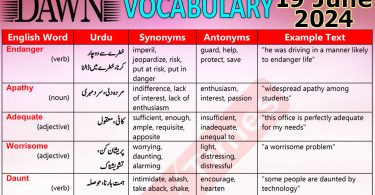 Daily DAWN News Vocabulary with Urdu Meaning (19 June 2024)