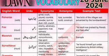 Daily DAWN News Vocabulary with Urdu Meaning (20 June 2024)