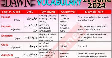 Daily DAWN News Vocabulary with Urdu Meaning (21 June 2024)