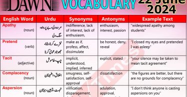 Daily DAWN News Vocabulary with Urdu Meaning (22 June 2024)