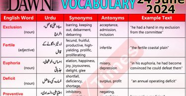 Daily DAWN News Vocabulary with Urdu Meaning (24 June 2024)