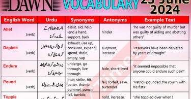 Daily DAWN News Vocabulary with Urdu Meaning (25 June 2024)