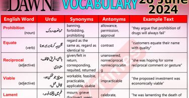 Daily DAWN News Vocabulary with Urdu Meaning (26 June 2024)