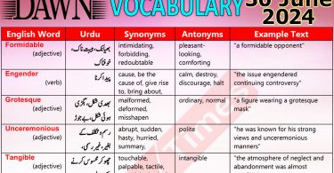 Daily DAWN News Vocabulary with Urdu Meaning (29 June 2024)