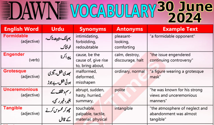 Daily DAWN News Vocabulary with Urdu Meaning (29 June 2024)