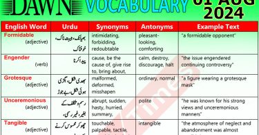 Daily DAWN News Vocabulary with Urdu Meaning (01 August 2024)