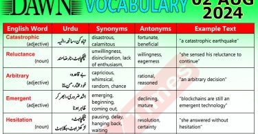 Daily DAWN News Vocabulary with Urdu Meaning (02 August 2024)