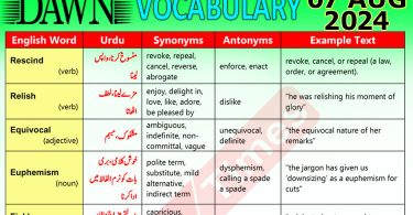 Daily DAWN News Vocabulary with Urdu Meaning (07 August 2024)