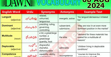 Daily DAWN News Vocabulary with Urdu Meaning (08 August 2024)