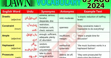 Daily DAWN News Vocabulary with Urdu Meaning (09 August 2024)