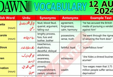 Daily DAWN News Vocabulary with Urdu Meaning (12 August 2024)