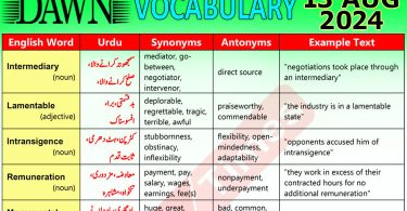 Daily DAWN News Vocabulary with Urdu Meaning (13 August 2024)