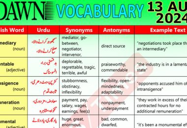 Daily DAWN News Vocabulary with Urdu Meaning (13 August 2024)