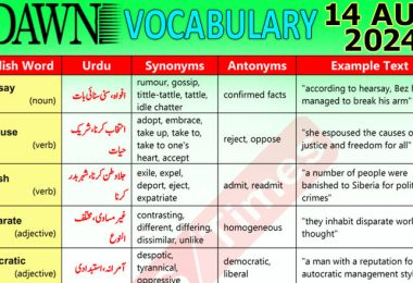 Daily DAWN News Vocabulary with Urdu Meaning (14 August 2024)