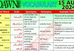 Daily DAWN News Vocabulary with Urdu Meaning (15 August 2024)