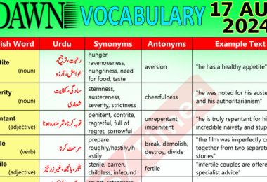 Daily DAWN News Vocabulary with Urdu Meaning (17 August 2024)