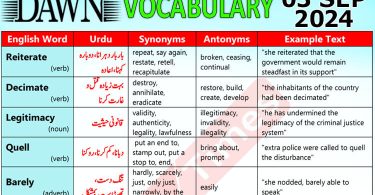 Daily DAWN News Vocabulary with Urdu Meaning (03 September 2024)