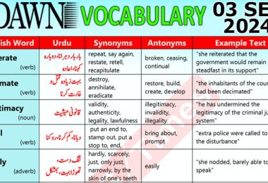 Daily DAWN News Vocabulary with Urdu Meaning (03 September 2024)