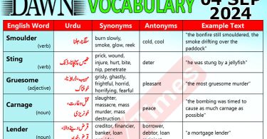 Daily DAWN News Vocabulary with Urdu Meaning (04 September 2024)