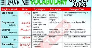 Daily DAWN News Vocabulary with Urdu Meaning (06 September 2024)