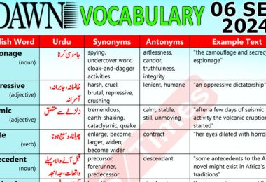 Daily DAWN News Vocabulary with Urdu Meaning (06 September 2024)