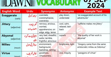 Daily DAWN News Vocabulary with Urdu Meaning (07 September 2024)