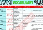 Daily DAWN News Vocabulary with Urdu Meaning (09 September 2024)