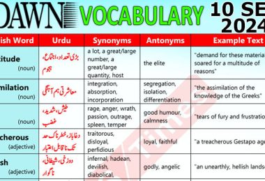 Daily DAWN News Vocabulary with Urdu Meaning (10 September 2024)