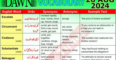 Daily DAWN News Vocabulary with Urdu Meaning (26 August 2024)