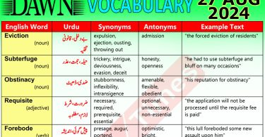 Daily DAWN News Vocabulary with Urdu Meaning (27 August 2024)