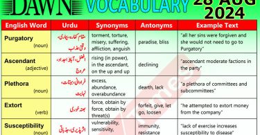 Daily DAWN News Vocabulary with Urdu Meaning (28 August 2024)