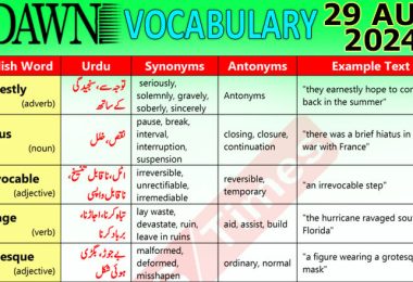 Daily DAWN News Vocabulary with Urdu Meaning (29 August 2024)