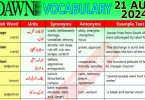 Daily DAWN News Vocabulary with Urdu Meaning (21 August 2024)