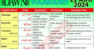 Daily DAWN News Vocabulary with Urdu Meaning (21 August 2024)